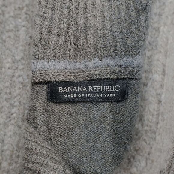 Banana Republic Gifting Popove Wool Sweater Mens Medium Gray Shawl Neck - Picture 3 of 10
